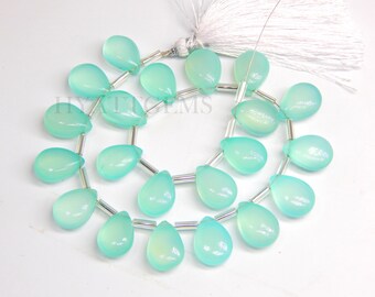 1 Pair Aqua Chalcedony Pear Beads Aqua Chalcedony Briolette Beads For jewelry Making Gemstone Top Quality