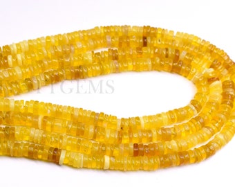 Yellow Opal Tyre Beads 5-6mm Smooth Gemstone Beads 16 Inch Strand