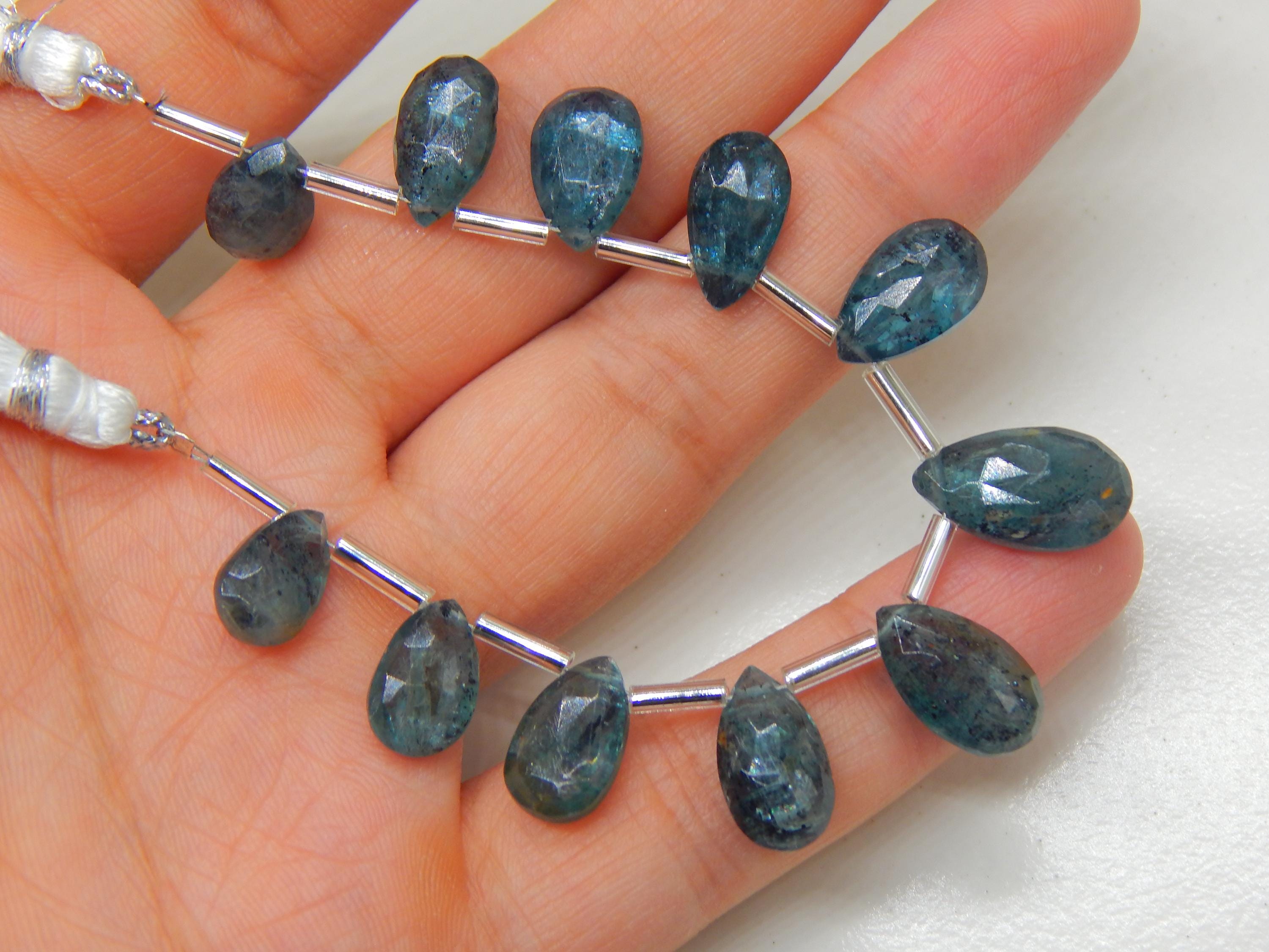 ファセットカットモスカイヤナイトペアビーズ 5インチストランド 8x12 