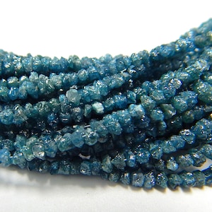 16 Inches Blue Diamond Rough Beads Natural Blue Diamond Raw Uncut Beads Gemstone Size 2 To 3.5  mm Top Quality