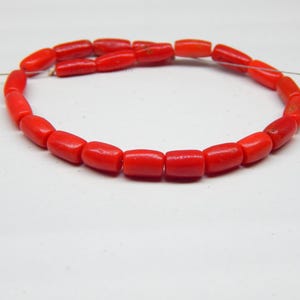 8 Inches Italian Coral Tube Shape Beads Natural Gemstone Drum Top Quality For Jewelry Making
