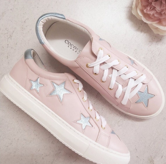 pink leather trainers