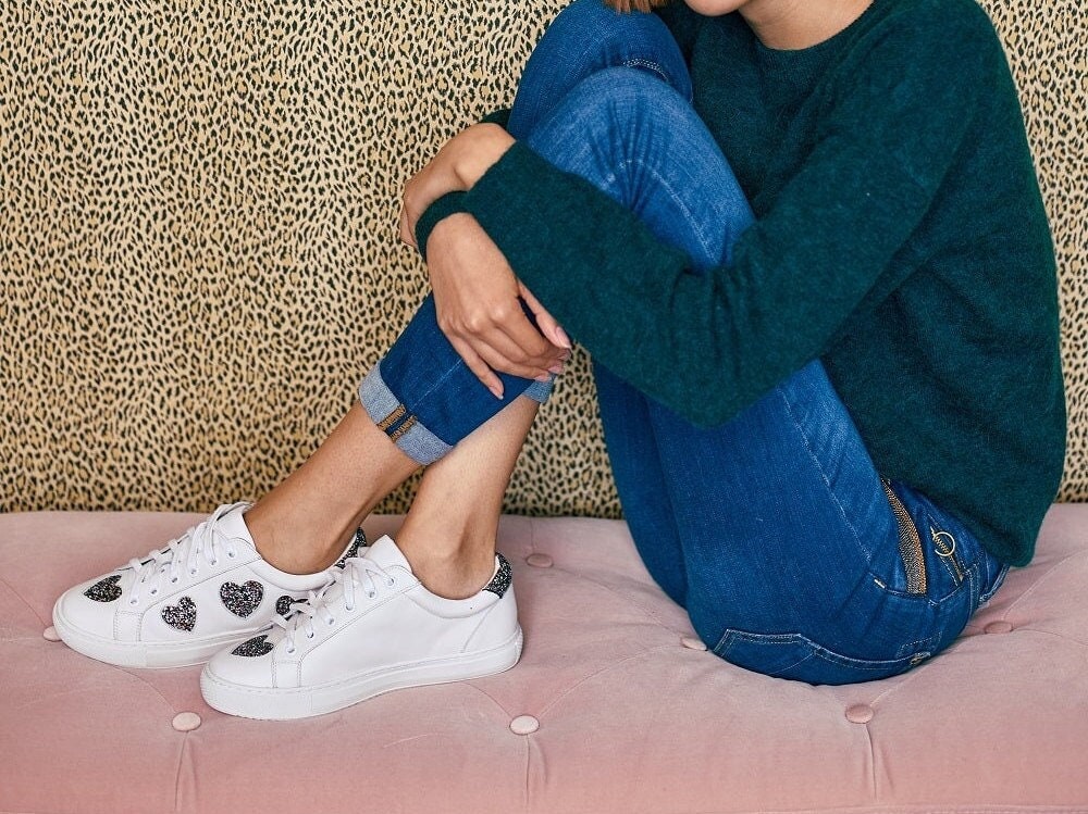 comfy white leather trainers