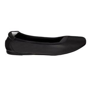 Handmade Square Toe Leather Slip On Ballet Pumps in Black. Soft, Foldable Flats & Travel Purse. Lightweight, Everyday Wear. Cocorose Shoes. image 4