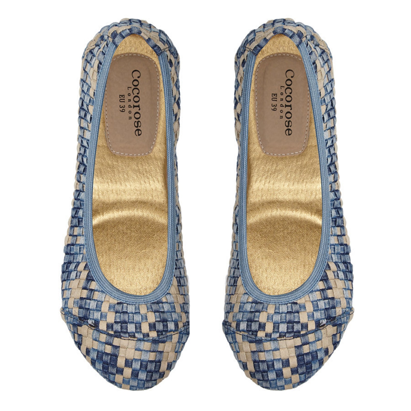 cocorose foldable shoes - barbican ladies ballet pumps - woven denim