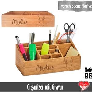 Personalisierter Schreibtisch Organizer mit 12 Unterteilungen Orga-Box mit Namensgravur Bild 3