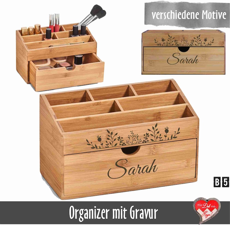 Personalisierter Schreibtisch Organizer Orga-Box mit Namensgravur Bild 5
