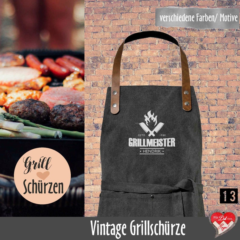 Personalisierte Grillschürze im Vintagelook Bild 3