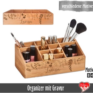 Personalisierter Schreibtisch Organizer mit 12 Unterteilungen Orga-Box mit Namensgravur Bild 4