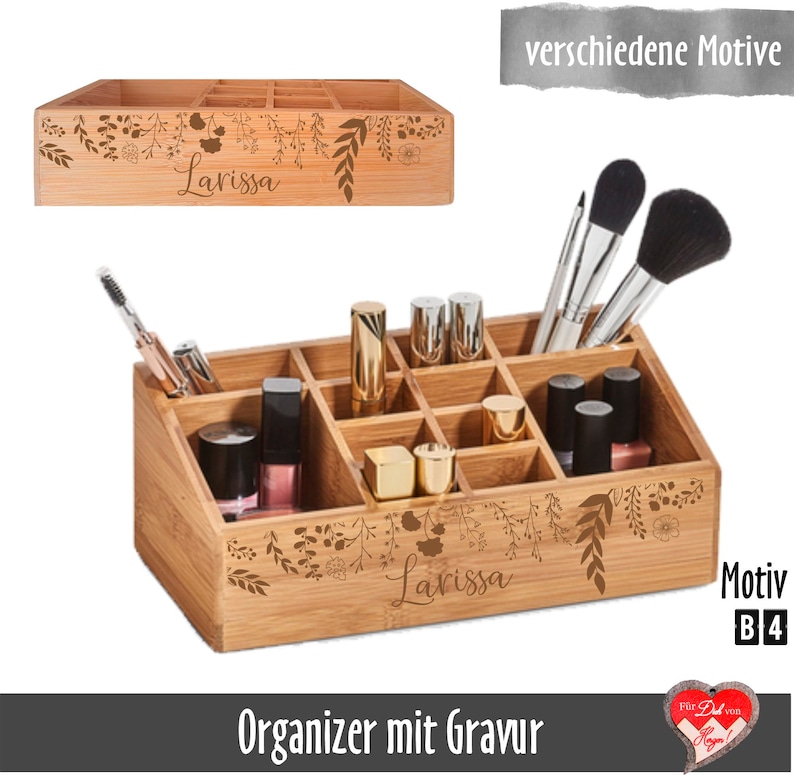 Personalisierter Schreibtisch Organizer mit 12 Unterteilungen Orga-Box mit Namensgravur Bild 4