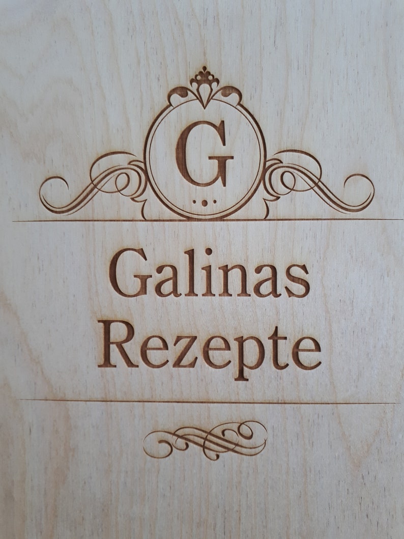 Personalisierter Holz Rezeptordner Din A4 oder Din A5 mit vollflächigem Motiv Holzmappe mit Gravur Bild 8