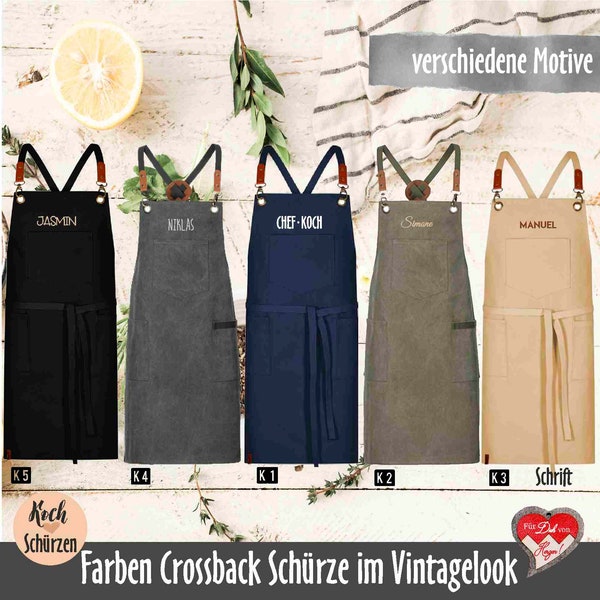 Personalisierte Vintage Küchenschürze | Cross Back Latzschürze