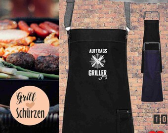 Grill apron, latzschürze, denim apron, kitchen apron, apron with custom print, apron with name, personalized, gift dad