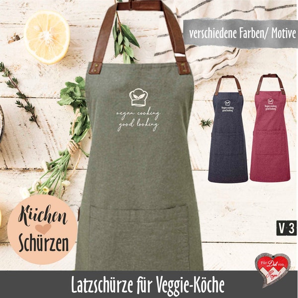 Personalisierte  Latzschürze für Veggi Küche | Geschenk für Vegetarier