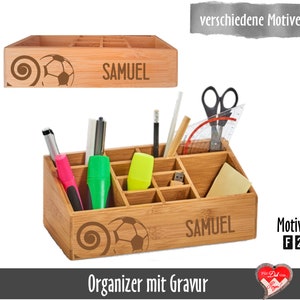 Personalisierter Schreibtisch Organizer mit 12 Unterteilungen Orga-Box mit Namensgravur Bild 7