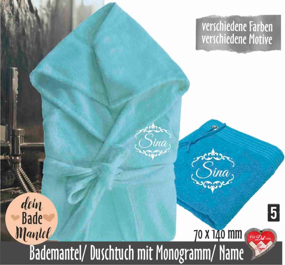 Hooded Personalised name Bath Robes HOT AIR BALLOON Embroidered onto Towels