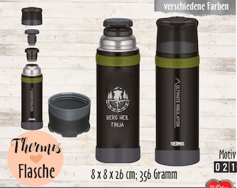 Personalisierte Outdoor Thermosflasche mit Trinkbecher mit Gravur | robuste 24 h kalt/ warme Trinkflasche  | spülmaschinengeeignet