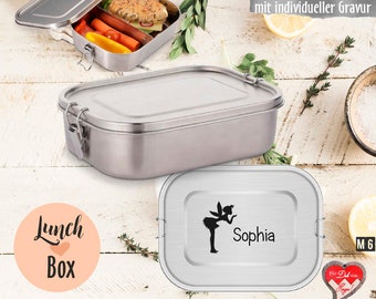 Personalisierte Brotzeitbox aus Edelstahl 1,25 l mit Trennsteg | Gravierte Lunchbox | Edelstahlbox mit Gravur