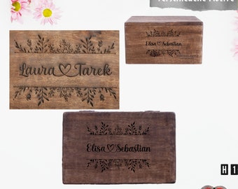 Personalisierte Vintage Holzbox | dekorative Geschenkkiste mit Gravur | Hochzeitsgeschenk