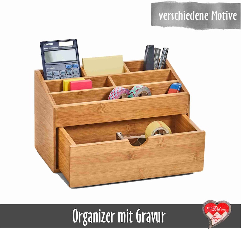 Personalisierter Schreibtisch Organizer Orga-Box mit Namensgravur Bild 8