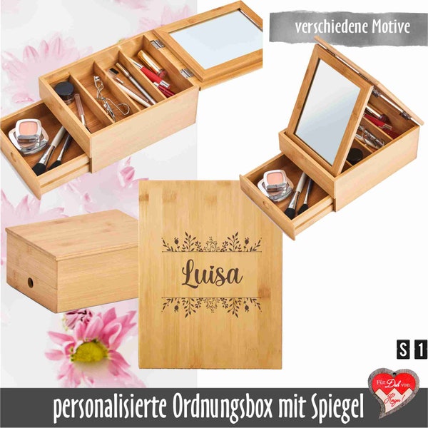 Personalisiertes Schminkbox; Schmuckkästchen mit Namensgravur; Haarspangenbox mit Name; Kosmetikbox; Personalisiertes Geschenk