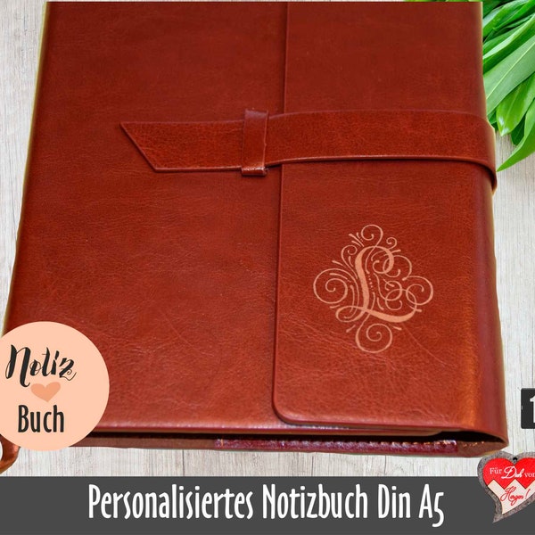 Notizbuch mit individueller Gravur, Personalisiertes Notizbuch, Tagebuch mit Name, Schreibmappe graviert, Reisetagebuch