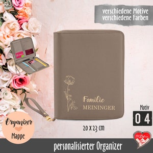 Personalisierter Organizer Dokumentenmappe Reise Organizer hellbraun