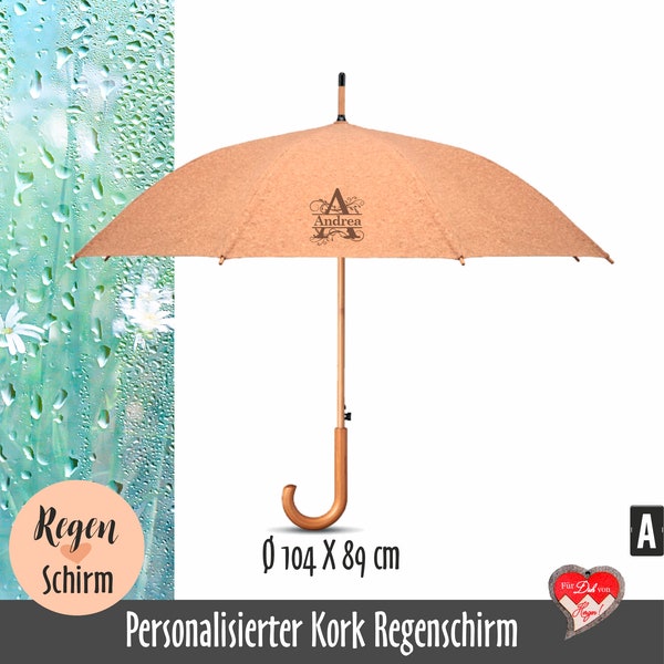 Personalisierter Regenschirm aus Kork | Korkregenschirm