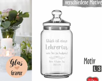 Keksglas mit Gravur | Geschenk für Lehrer, Erzieher, Trainer, Hebamme | Dankeschön Geschenk