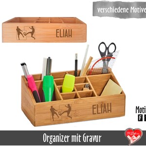 Personalisierter Schreibtisch Organizer mit 12 Unterteilungen Orga-Box mit Namensgravur Bild 6