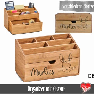 Personalisierter Schreibtisch Organizer Orga-Box mit Namensgravur Bild 2