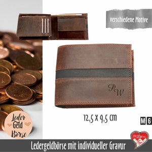 Brauner Vintage Ledergeldbeutel mit individueller Gravur