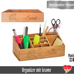 Personalisierter Schreibtisch Organizer mit 12 Unterteilungen Orga-Box mit Namensgravur Bild 8