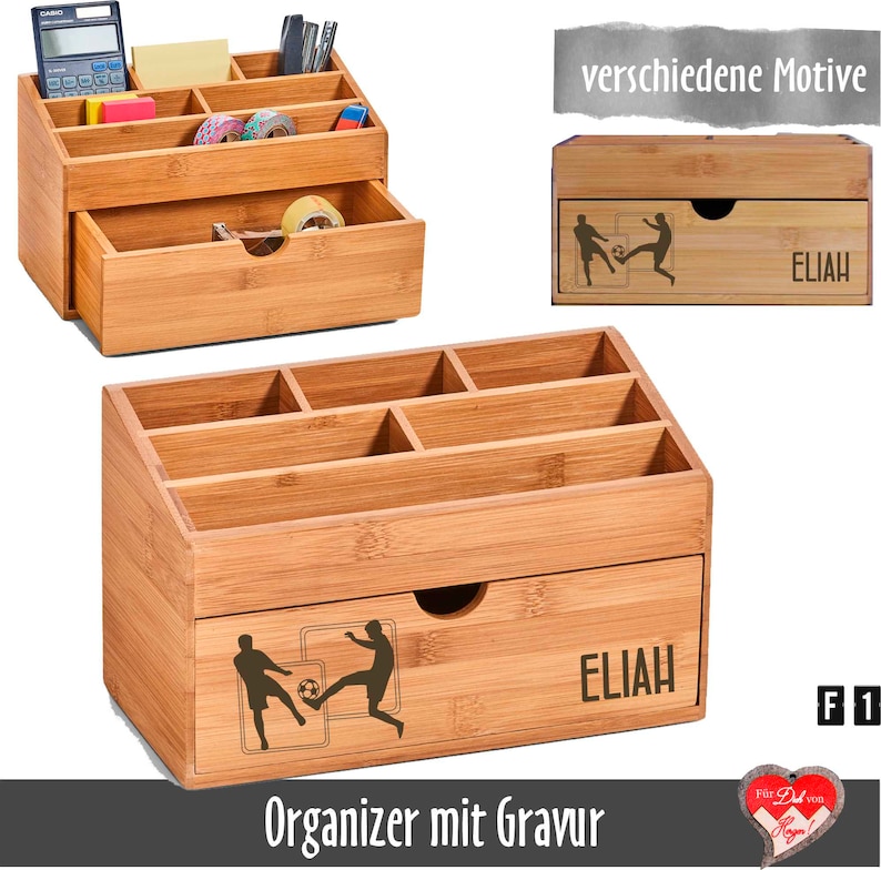 Personalisierter Schreibtisch Organizer Orga-Box mit Namensgravur Bild 7