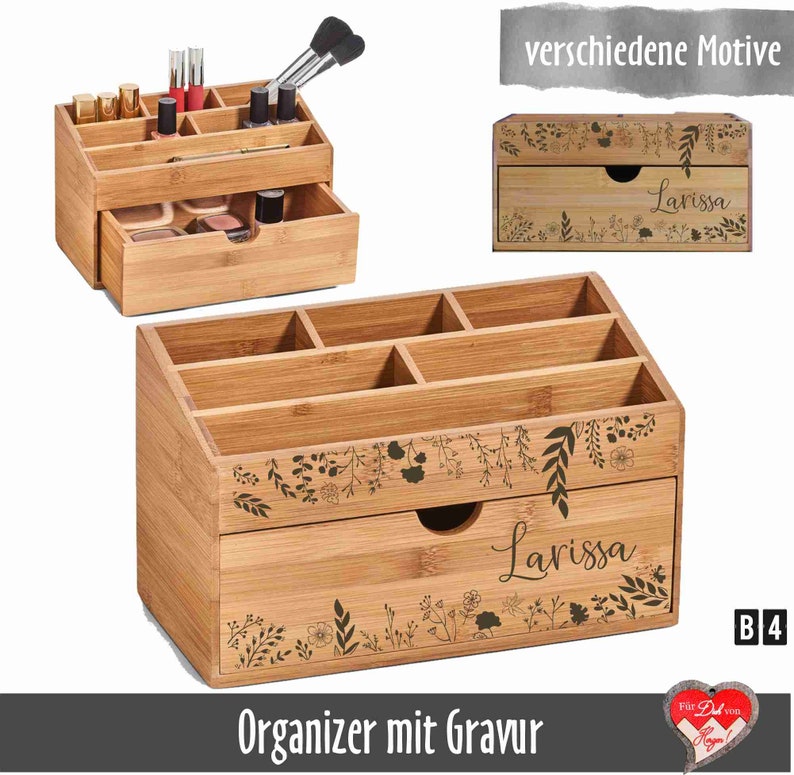 Personalisierter Schreibtisch Organizer Orga-Box mit Namensgravur Bild 4