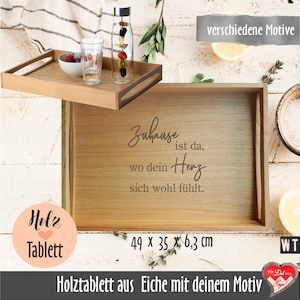 Personalisiertes Holztablett aus Eiche oder Wallnussholz | Serviertablett mit Gravur | Hochzeitsgeschenk mit Gravur | Abschiedsgeschenk