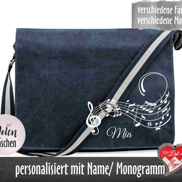 Personalisierte Canvas - Umhängetasche mit Musikmotiv