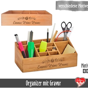 Personalisierter Schreibtisch Organizer mit 12 Unterteilungen Orga-Box mit Namensgravur Bild 5