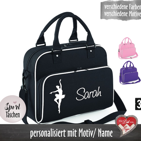 Sporttasche individuell bedruckt mit Ballettmotiv, Tasche für Ballettunterricht, Personalisierte Tasche für Ballett Tänzererinnen