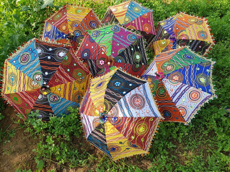 50 Pcs Mix Indian Umbrella Home Decor Gift Umbrella Home Decor Wedding Umbrella parasol Party Decor Vintage indian Umbrella Parasol Decor