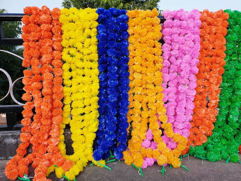25 Pcs Artificial Garlands Marigold Flower Diwali Decoration Etsy