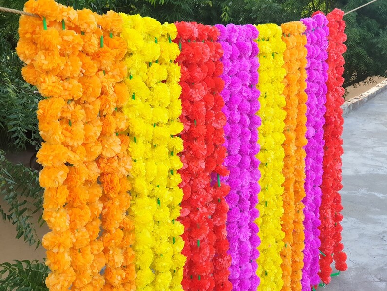 40 Pcs Real Look Artificial Garlands Marigold Flower Garland Etsy