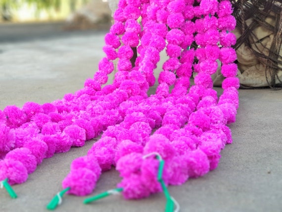 100 Pcs Artificial Garlands Marigold Flower diwali decoration flower toran rainbow christmas outdoor Fluffy Flowers Garlands for Decoration