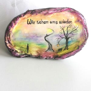 Trauerstein,Gedenkstein,Abschied, Grabschmuck,Schmuck Stein, Trauergeschenk,Trauerspruch Grabschmuck,Naturstein, handbemalter Stein,Unikat.
