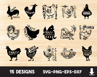 Crazy Chicken Svg Etsy