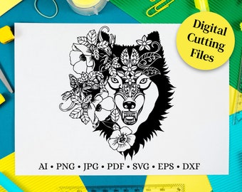 Download Wolf Mandala Svg Etsy