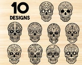 sugar skull svg,sugar skull clipart,halloween svg,day of the dead svg,sugar skull cut file,sugar skull vector,skull silhouette