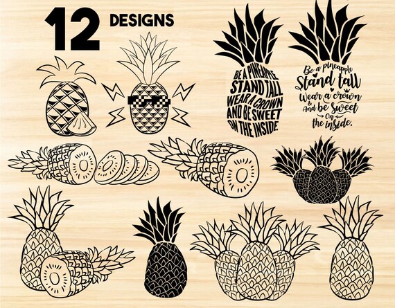 Heart Pineapple SVG PNG DXF \u2022 Svg File for Silhouette Cricut \u2022 Print Stencil Transfer Iron-on Vector Pineapple Clipart Love Pineapple
