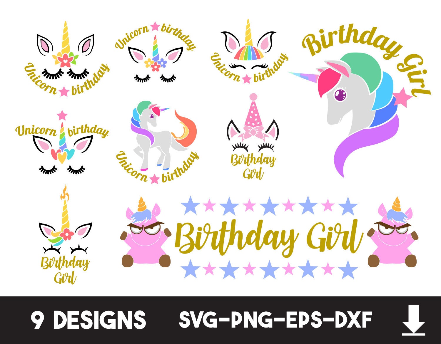 Download Unicorn Bundle Svgunicorn Face Svgunicorn Clipartunicorn Etsy