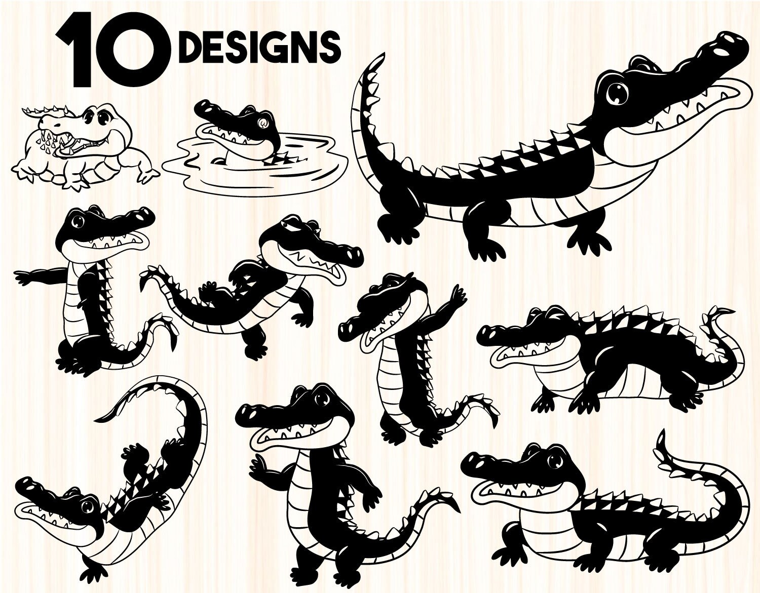 Crocodile Bundle Svgcrocodile Svgcrocodile Clipartalligator Etsy